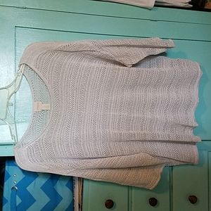 Chico's pullover metallic white top. Size 3 cotton, rayon, polyester